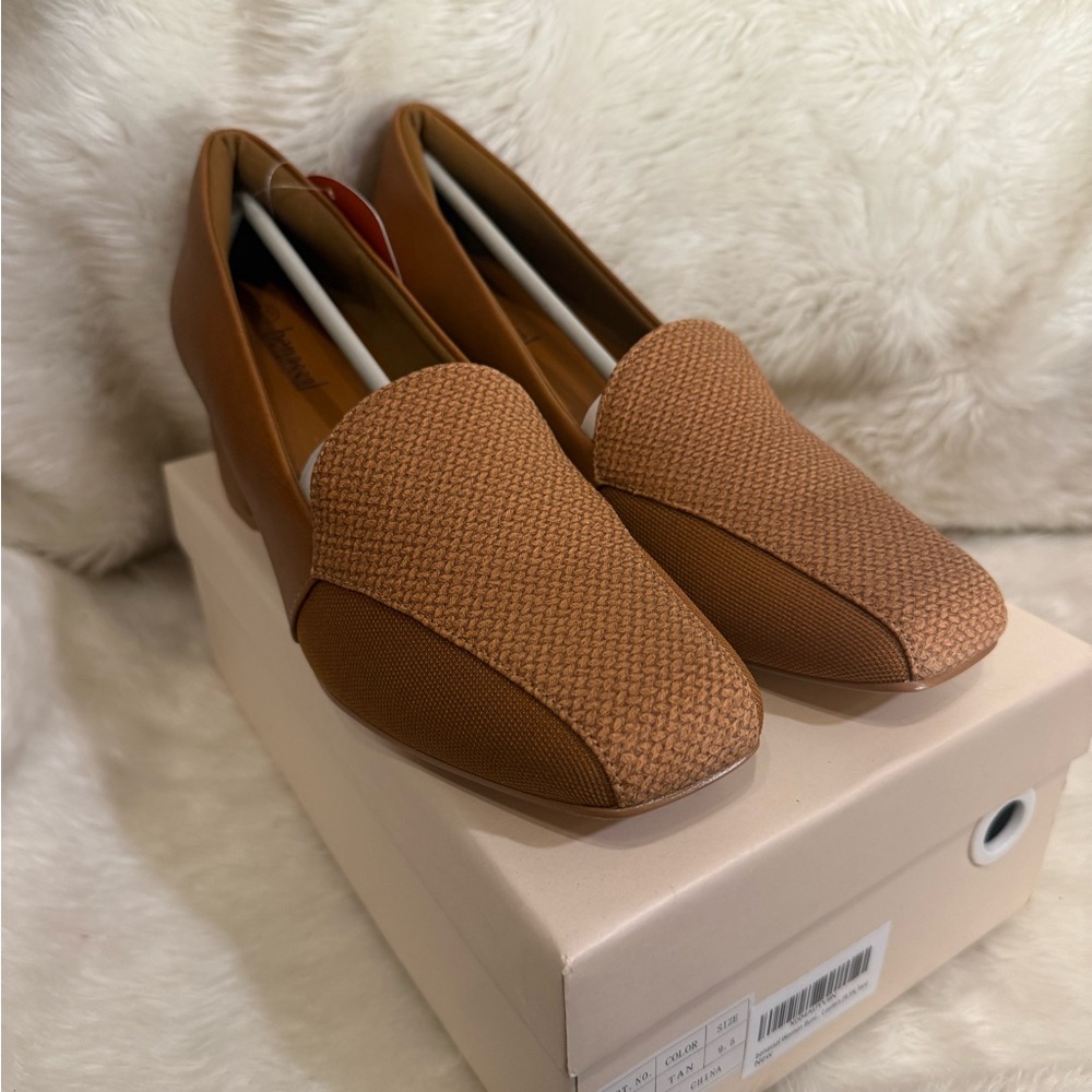 Benassal Women’s Block Heel Brown Loafers. Size 10 NWT